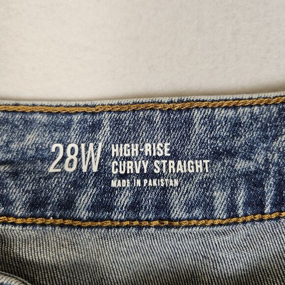 A.N.A Curvy High Rise Distressed Straight Jeans Plus Size 28W Stretch Denim Blue - Picture 10 of 13